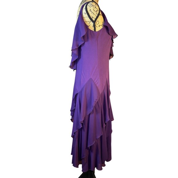 Y2K Asymmetrical Dress Size 8 Purple Layered Ruffles Fairy Core Ballet Core - Picture 4 of 8